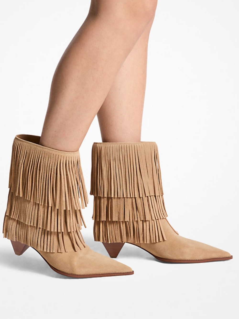 MICHAEL Michael Kors Brown Suede Fringe Ankle Boots